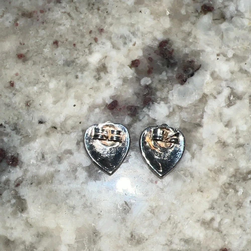 Gucci .925 Interlocking G Red Enamel Heart Stud Earrings 100% Authentic - Picture 6 of 7